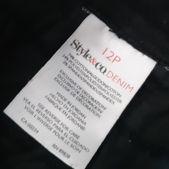 Style and co black bootcut denim zip jeans womens size 12P - Picture 5 of 7